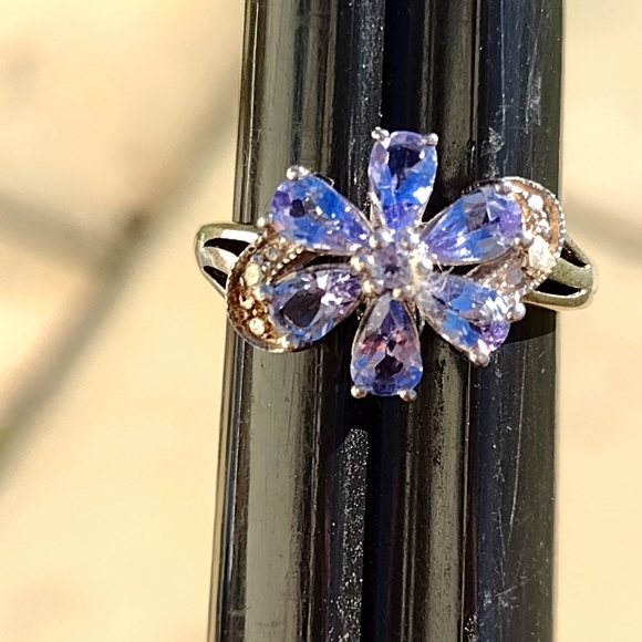 sterling silver Jewelry - Sterling silver ring with amethyst stones made by Sunil Agrawal size 6